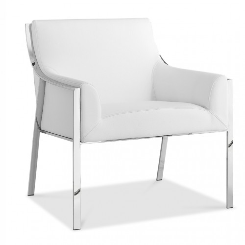 Modern White Leatherette Lounge Chair Pegas