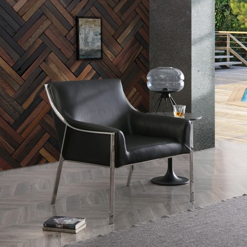 Modern Black Faux Leather Lounge Armchair Pegas