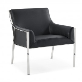 Modern Black Faux Leather Lounge Armchair Pegas