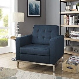 Modern Blue Fabric Club Chair Loft