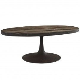 Industrial Brown Rustic Oval Coffee Table Samson