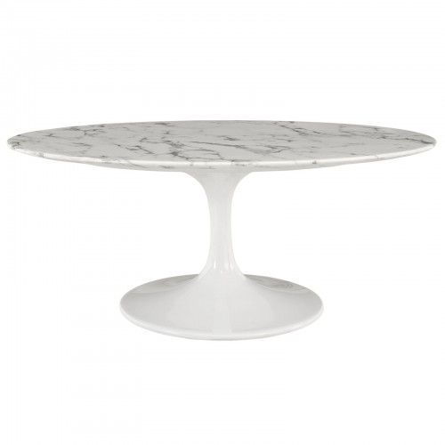 Modern Marble White Oval Coffee Table Lippo