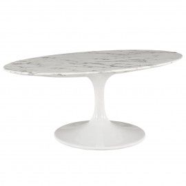 Modern Marble White Oval Coffee Table Lippo