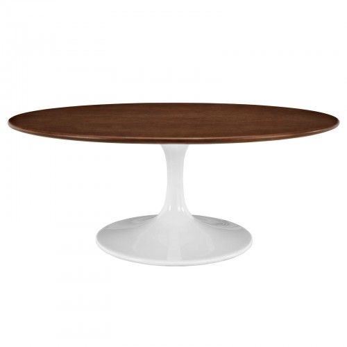 Modern Walnut Oval Coffee Table Lippo