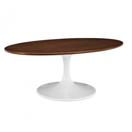 Modern Walnut Oval Coffee Table Lippo