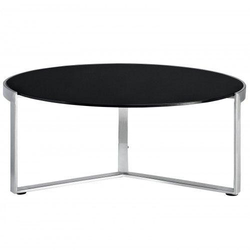 Contemporary Round Black Glass Coffee Table Disco