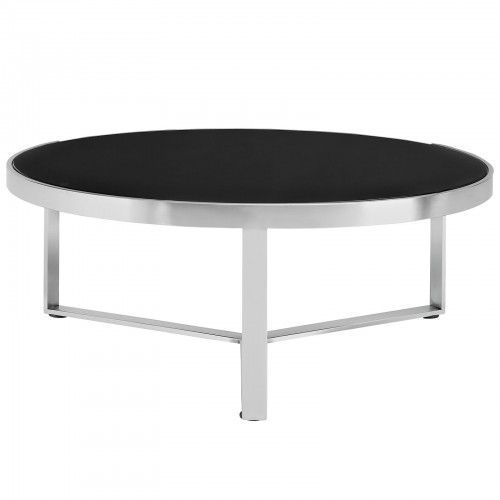 Contemporary Round Black Glass Coffee Table Disco