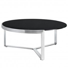 Contemporary Round Black Glass Coffee Table Disco