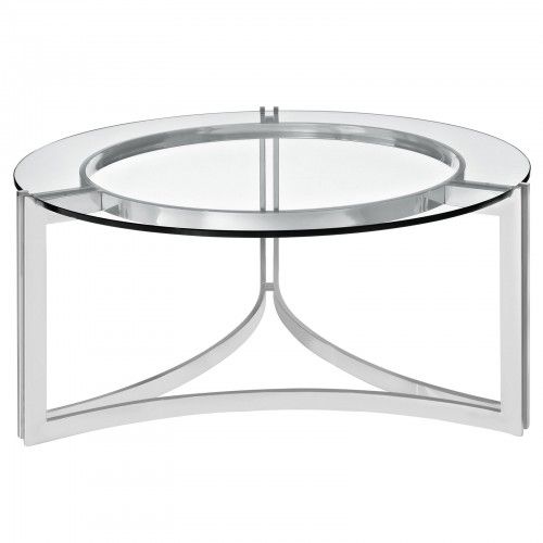 Modern Round Clear Glass Coffee Table Sign