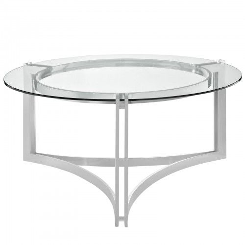 Modern Round Clear Glass Coffee Table Sign