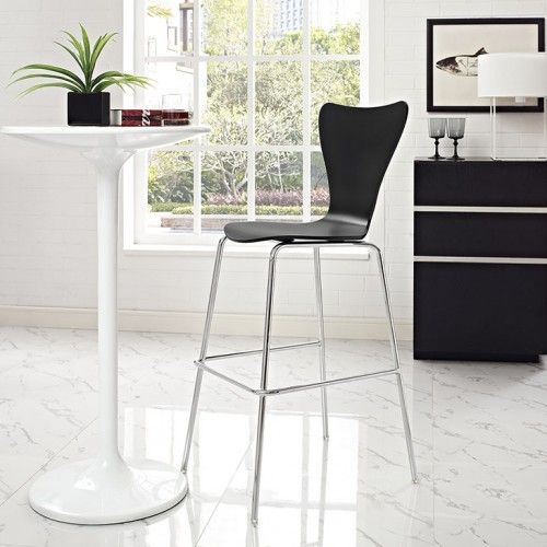 Modern Black Bent Plywood Bar Stool Deer