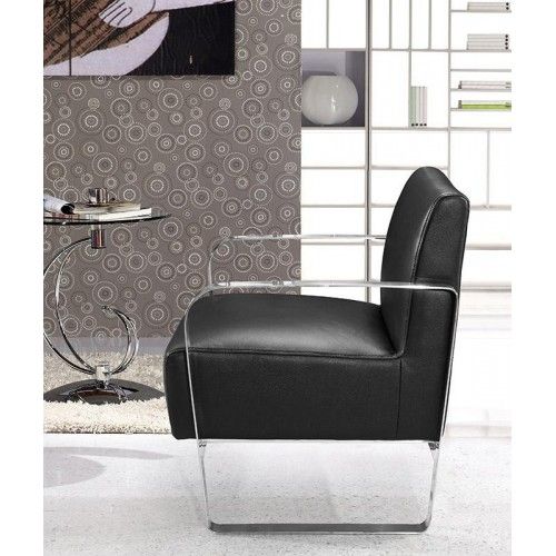 Modern White Leather Lounge Chair with Chromed Frame Mezzo