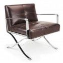 Modern brown leather lounge chair with chromed frame Chelsea