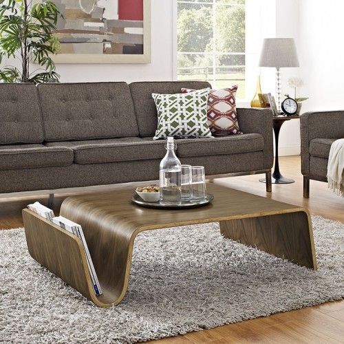 Modern Rectangular walnut plywood coffee table Avant