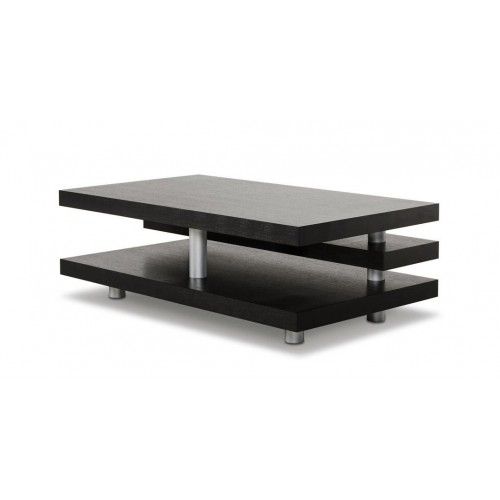 Modern Rectangular Black Veneered Coffee Table with Shelves Success