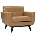 Modern Tan Leather Lounge Chair Calvin