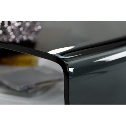 Modern Black Glass Coffee Table with White Base Reno