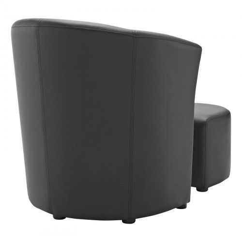 Modern black leather lounge chair with ottoman Diva