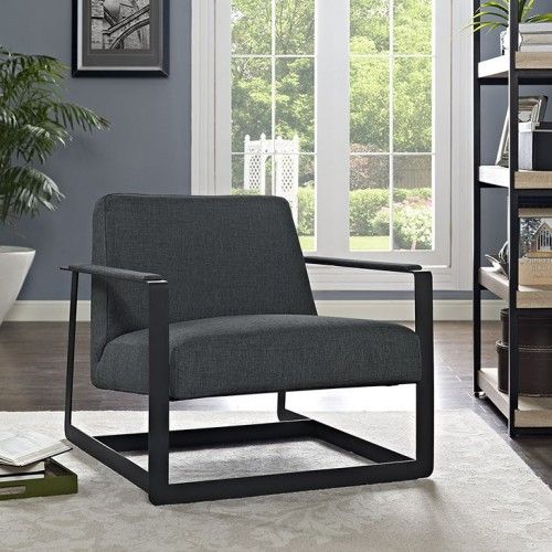 Modern Gray Leather Lounge Chair Jones