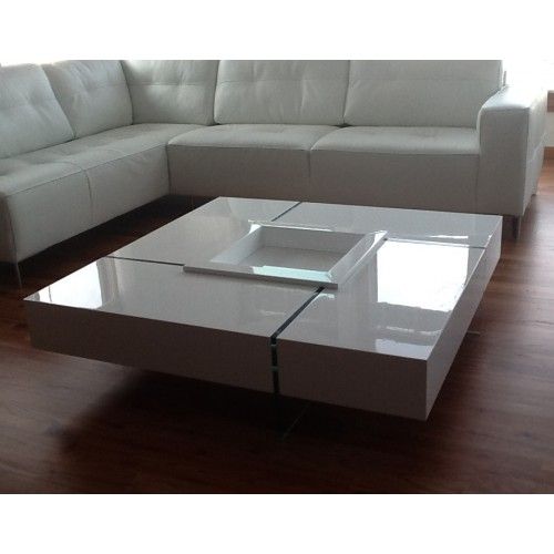 Modern white square floating coffee table Joel