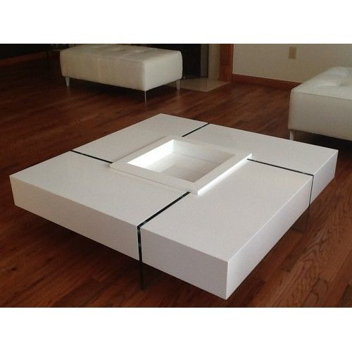 Modern white square floating coffee table Joel