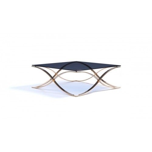 Modern Smoked Glass & Rosegold Coffee Table Junction