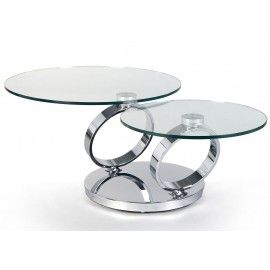 Modern chrome and glass swivel coffee table Ancona