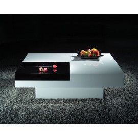 Modern white and black square coffee table with tray Vasto