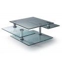 Modern glass and chrome rectangular motion coffee table Turin