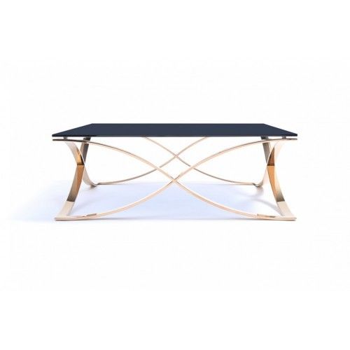 Modern Smoked Glass & Rosegold Coffee Table Junction