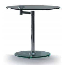 Modern glass and chrome round swivel side table Anzio