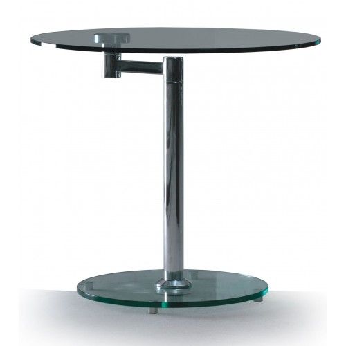 Modern glass and chrome round swivel side table Anzio