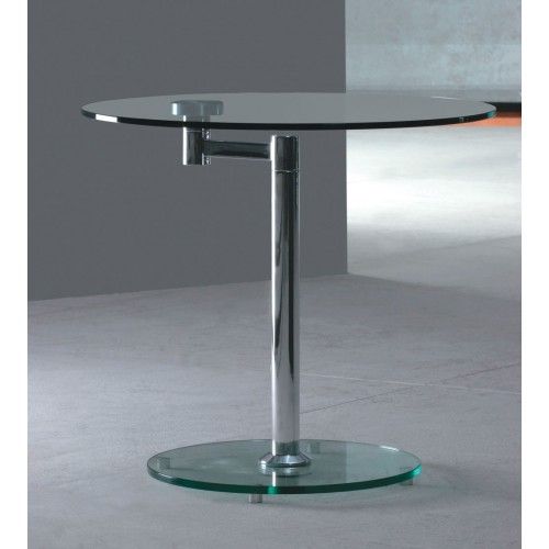 Modern glass and chrome round swivel side table Anzio