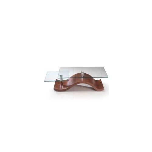 Modern Walnut Coffee Table with Swivel Glass Shelf Sash