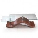Modern Walnut Coffee Table with Swivel Glass Shelf Sash