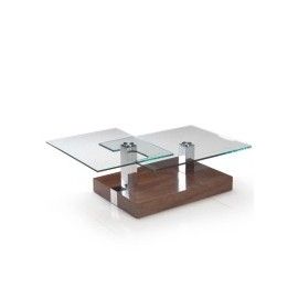 Modern Walnut Coffee Table with Swivel Glass Tops Kelly