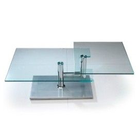 Modern Chromed and Glass Swivel Coffee Table Dew