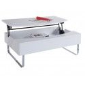 Modern White and Chrome Lift-Top Coffee Table with Storage Sky