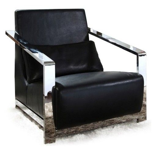 Modern Black Leather Lounge Chair Eric