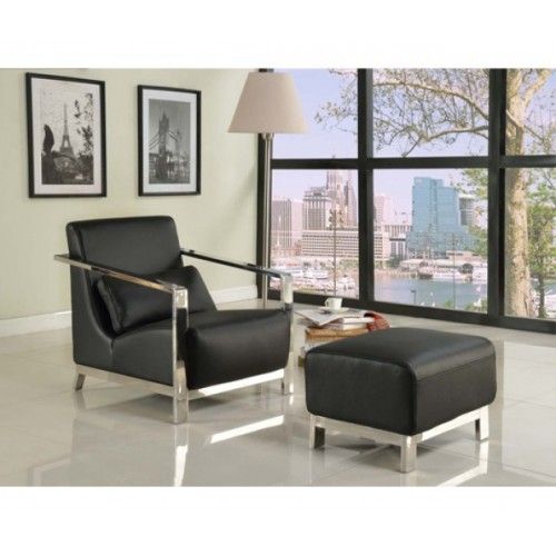 Modern Black Leather Lounge Chair Eric