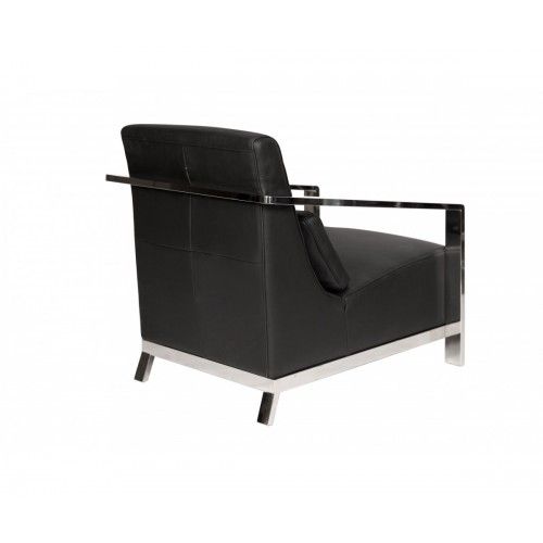 Modern Black Leather Lounge Chair Eric