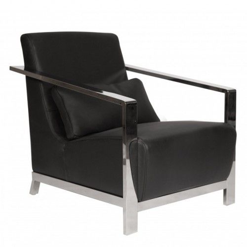 Modern Black Leather Lounge Chair Eric