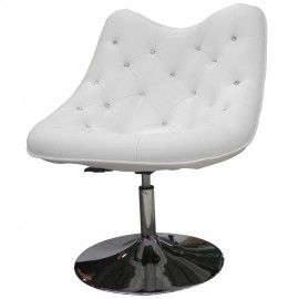 Modern White Leather Swivel Lounge Chair with Lifting seat Sandy