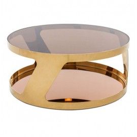 Modern round golden glass coffee table Champagne