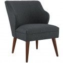 Mid-century Modern Grey Fabric Lounge Chair Solo