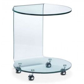Modern Glass Rolling Side Table Mission