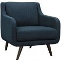 Mid-century Modern Azure Blue Fabric Lounge Chair Valencia