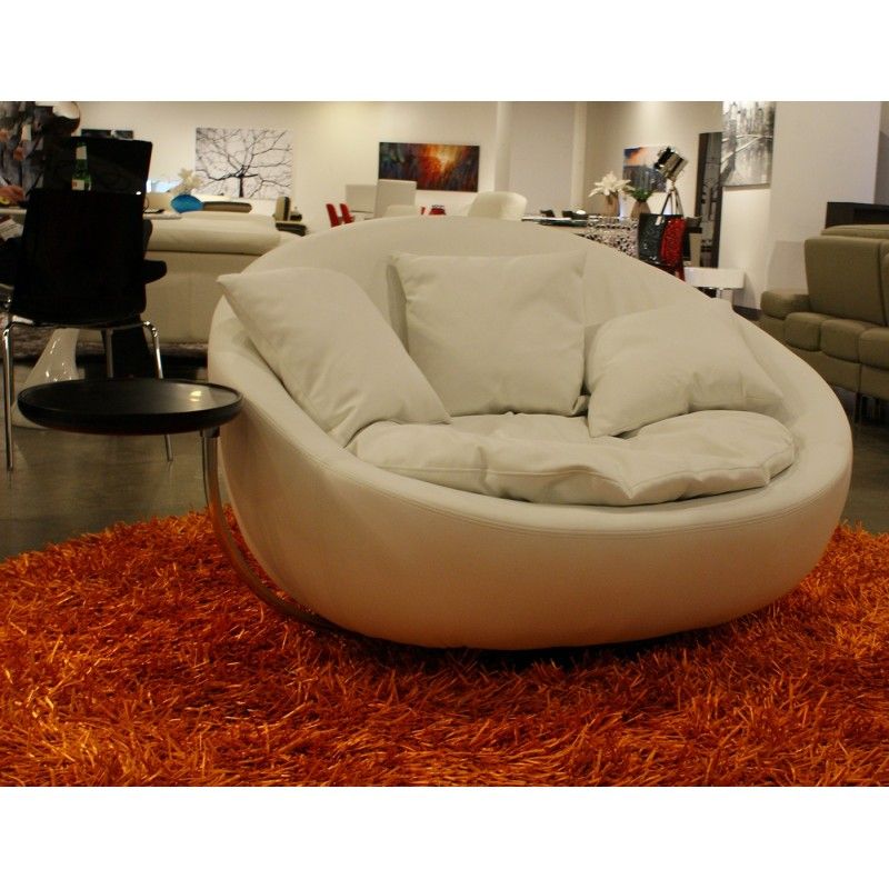 Modern White Fabric Lounge Chair, Giant Round Chair