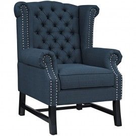 Azure Blue Fabric Club Chair Throne
