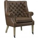 Brown Leatherette Lounge Armchair Buxton